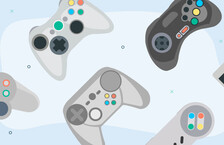 Illustration of various game controllers