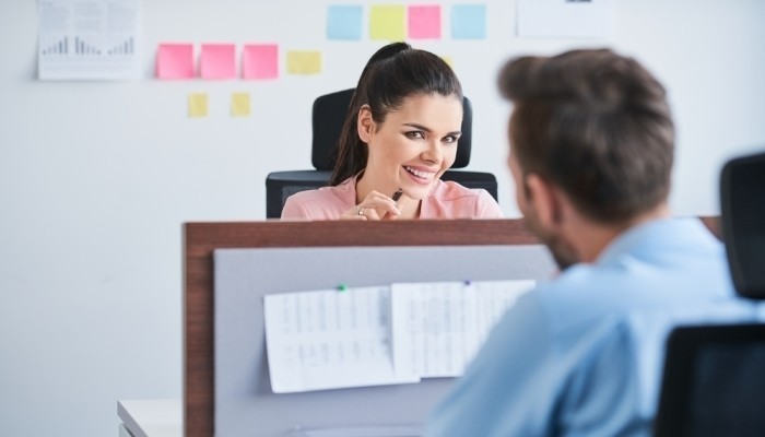 Colleagues flirting at work