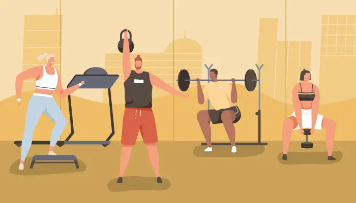 cartoon people working out